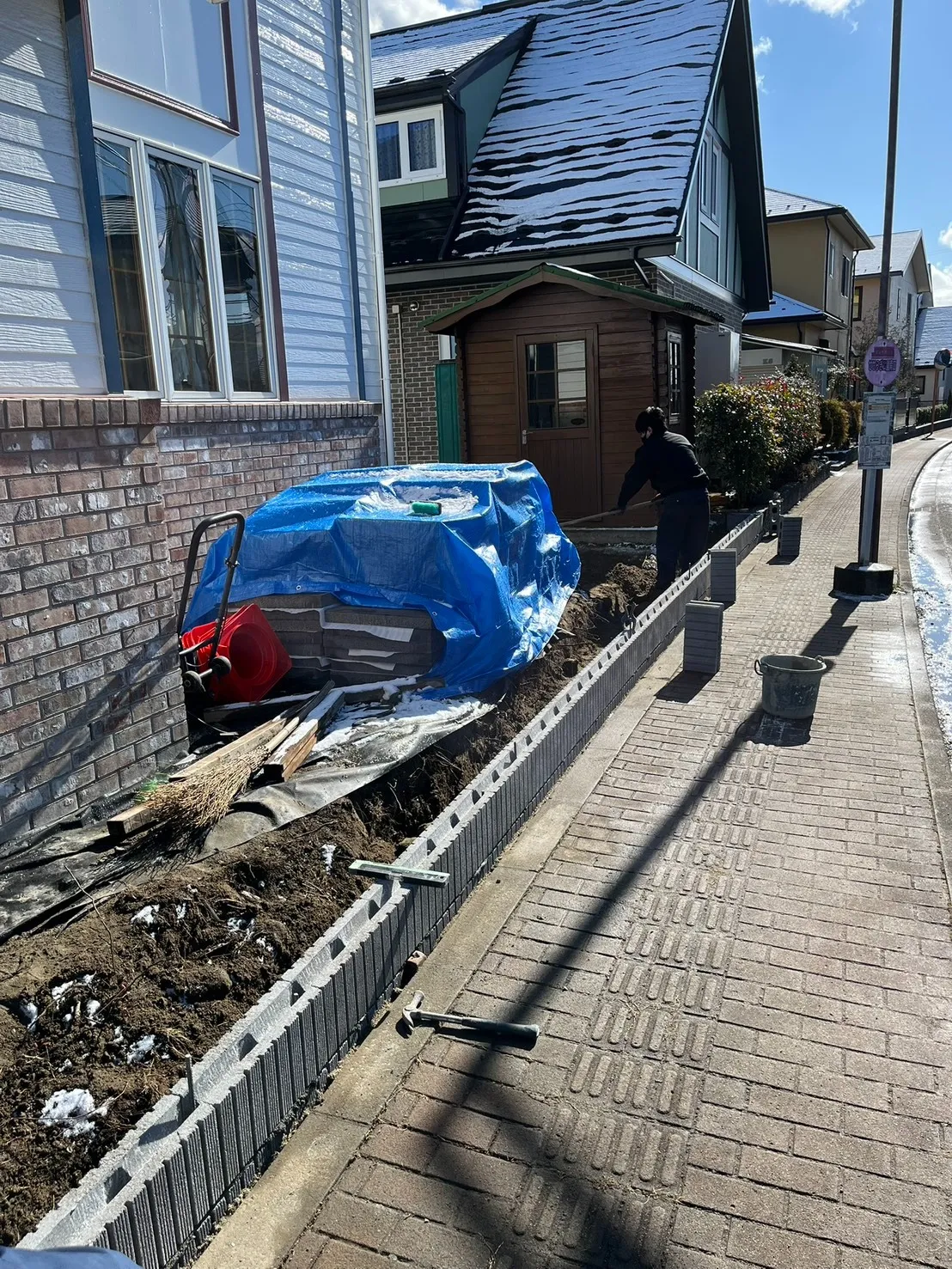 ブロック積み工事の施工風景🔨